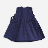 Organic Cotton Embroidered Girls Navy Blue Jabla / Dress - Moon and Stars