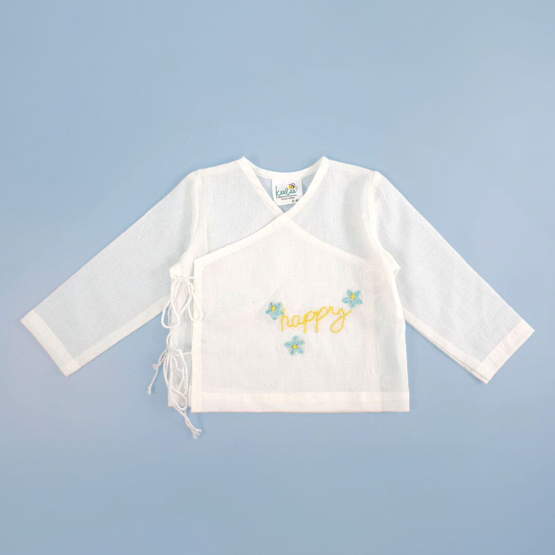 Keebee Organic Cotton Full Sleeve Embroidered Baby Jabla - Happy