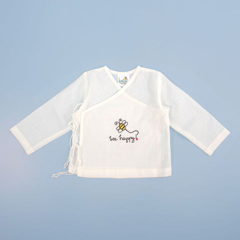 Keebee Organic Cotton Full Sleeve Embroidered Baby Jabla - Bee Happy