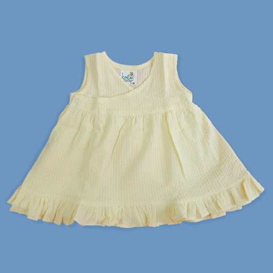 Keebee Organic Cotton Solid Textured Girls Jabla / Dress - Yellow