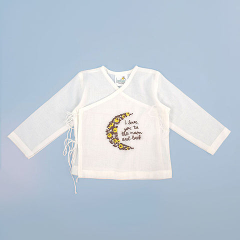 Keebee Organic Cotton Full Sleeve Embroidered Baby Jabla - Love You to The Moon and Back