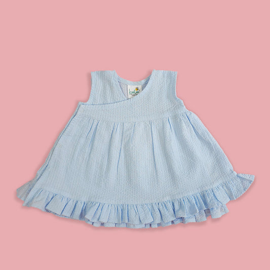 Keebee Organic Cotton Solid Textured Girls Jabla / Dress - Light Blue