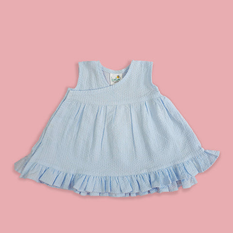 Keebee Organic Cotton Textured Girls Jabla / Dress - Light Blue