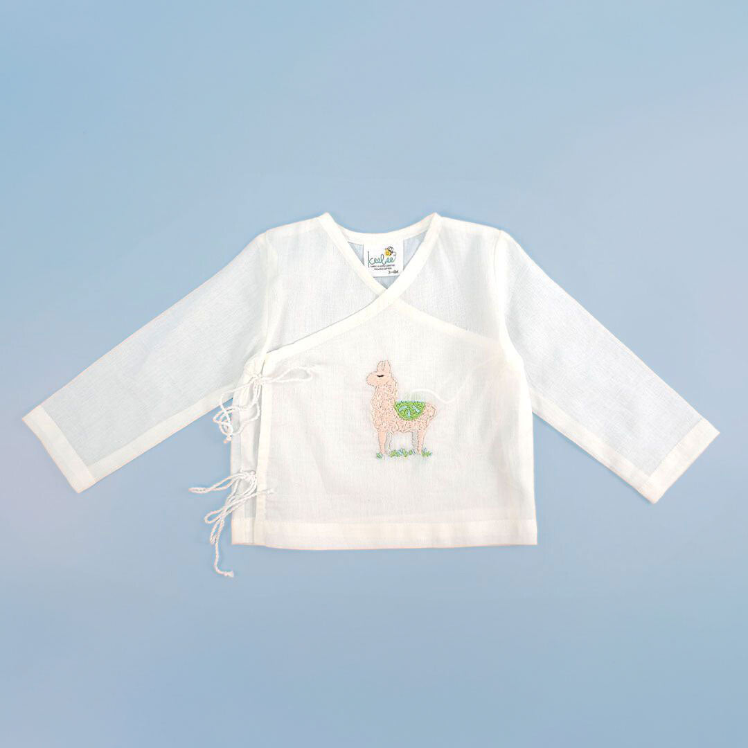 Keebee Organic Cotton Full Sleeve Embroidered Baby Jabla - Llama