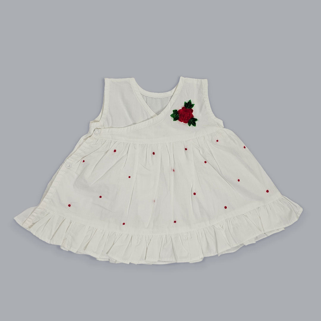 Keebee Organic Cotton Embroidered Newborn Baby Girl Jabla / Dress - Rose