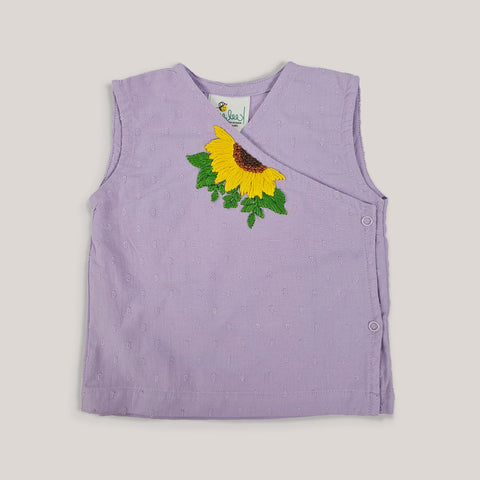 Keebee Organic Cotton Embroidered Purple Baby Jabla - Sunflower