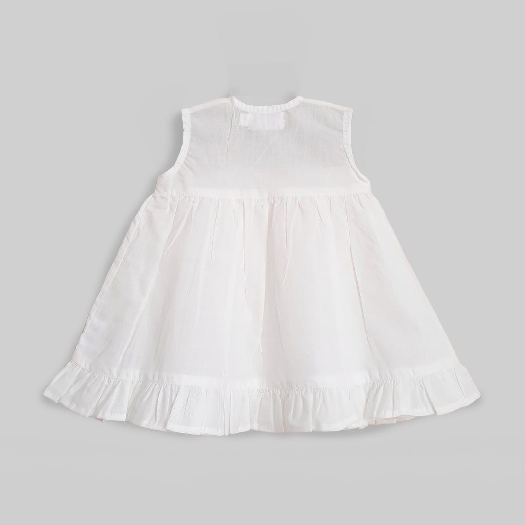 Organic Cotton Solid Girls Jabla / Dress - White