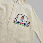 Keebee Organic Cotton Hand Embroidered Yellow Kurta paired with Pajama Pants - Elephant