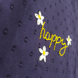 Organic Cotton Happy Daisy Embroidered Navy Blue Jhabla