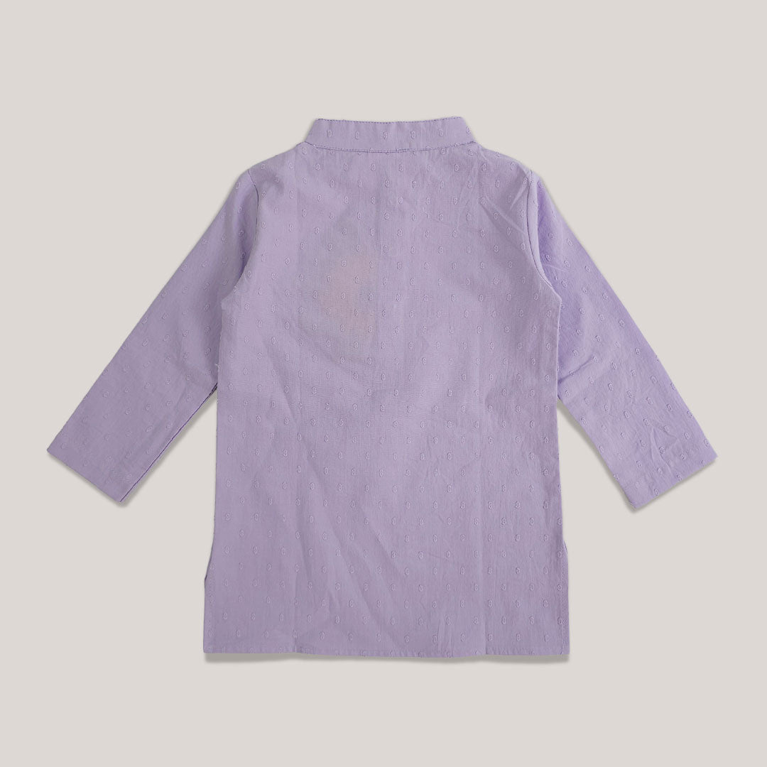 Keebee Organic Cotton Embroidered Lilac Kurta paired with Pajama Pants - Sunflower