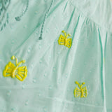 Organic Cotton Embroidered Girls Aqua Jabla / Dress - Butterflies