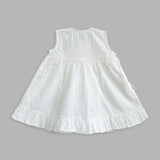 Organic Cotton Embroidered Girls White Jabla / Dress - Birdsong