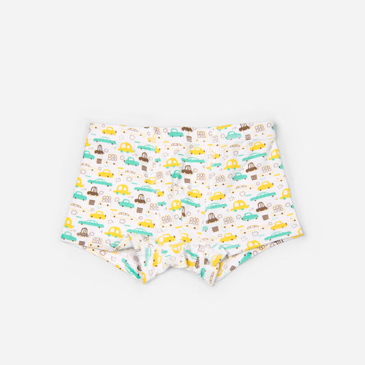 Organic Cotton Boys Boxer Brief - Yellow Cars