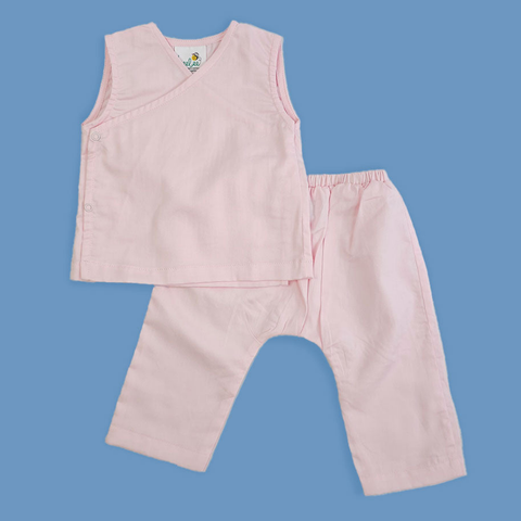 Keebee Organic Cotton Kimono Style Baby Jabla Set - Baby Pink