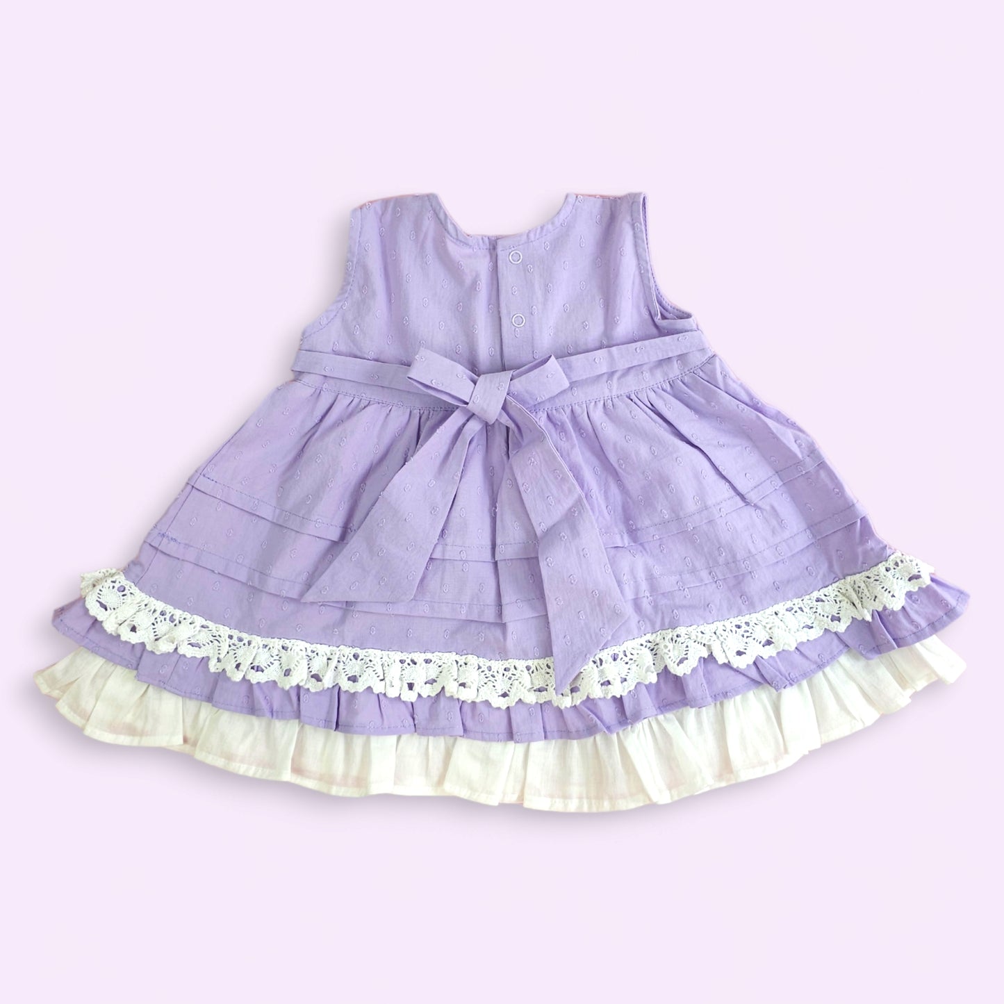 Keebee Organic Cotton Hand Embroidered Lilac Peony Baby Girl Dress