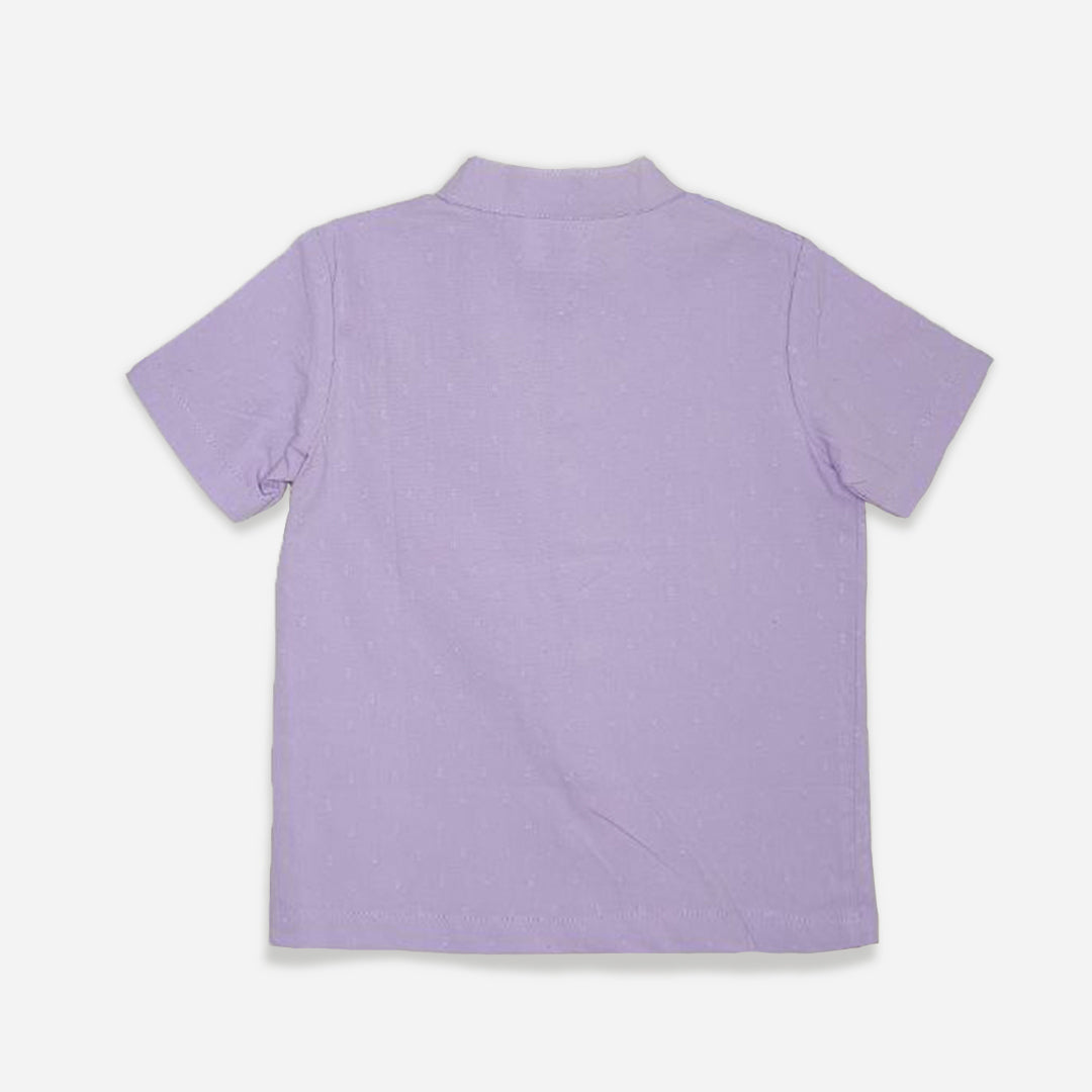 Organic Cotton Embroidered Boys Textured Lilac Shirt - Pocketful of Love