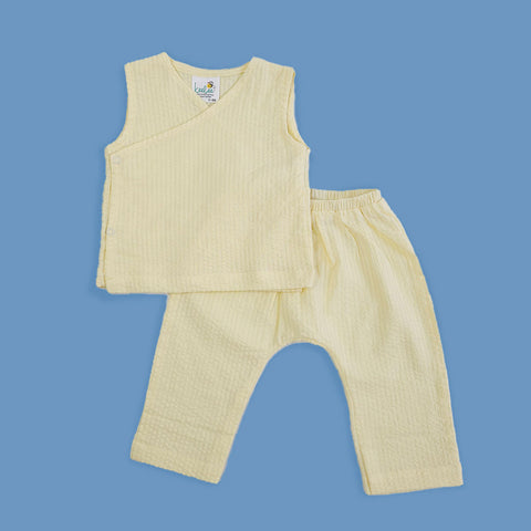 Keebee Organic Cotton Kimono Style Textured Baby Jabla Set - Yellow