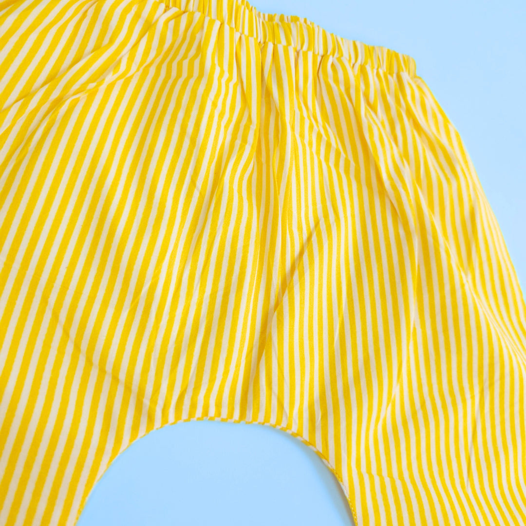 Keebee Organic Cotton Striped Elastic Waist Baby Diaper Shorts - Yellow