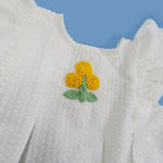 Organic Cotton White Baby Girl Iris Dress - Marigold
