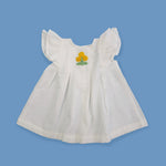 Organic Cotton White Baby Girl Iris Dress - Marigold