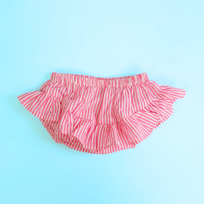 Keebee Organic Cotton Ruffled Baby Girl Bloomer - Pink Stripes