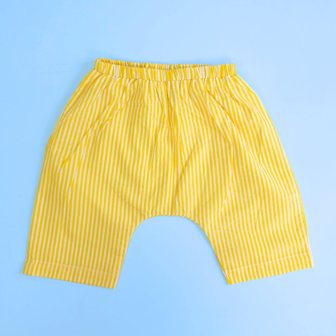 Keebee Organic Cotton Striped Elastic Waist Baby Diaper Shorts - Yellow