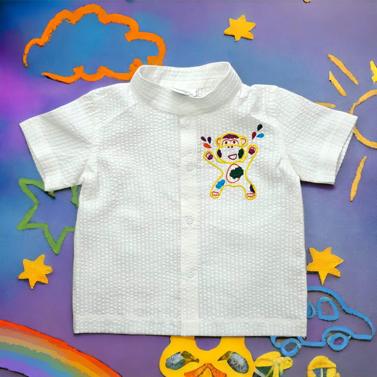 Keebee Organic Cotton Embroidered Shirts - Holi Monkey