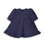 Organic Cotton Putta Puff Sleeve Girls Jabla / Dress - NAVY BLUE