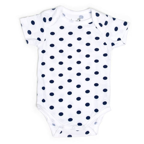Organic Cotton Navy Blue Polka Half-Sleeve Onesie