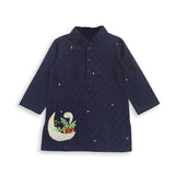 Organic Cotton Embroidered Kurta paired with Pajama Pants - Moon