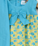 Organic cotton yellow blue kurta set