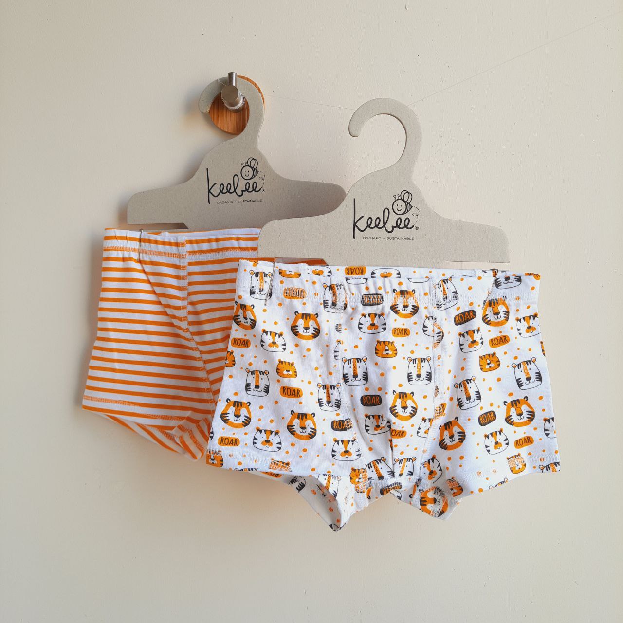 Organic Cotton Boys Boxer Briefs - Tiger Combo Set of 2