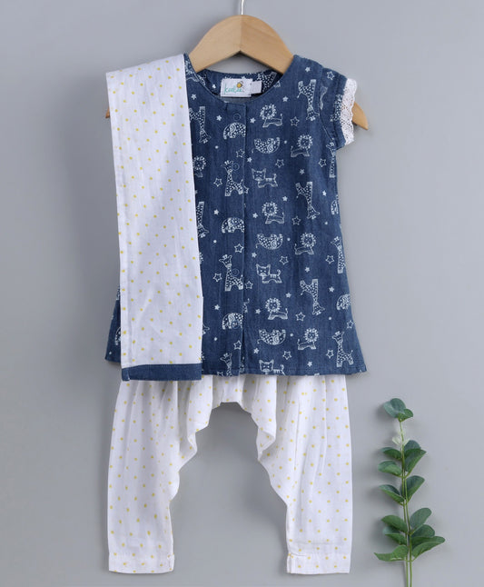 Organic Cotton Denim Patiyala Set