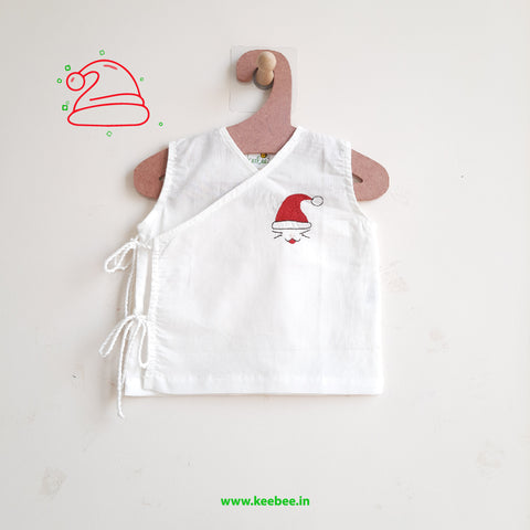 Organic Cotton Sleeveless Embroidered Baby Jabla -Merry Cat