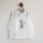 Organic Cotton Sleeveless Embroidered Baby Jabla - Giraffe