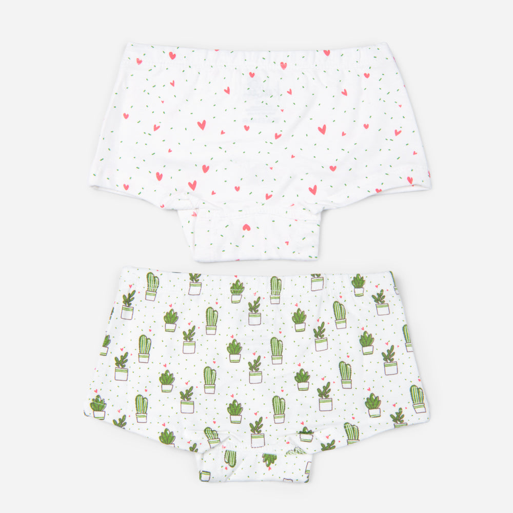 Organic Cotton Girls Boyshorts - Cactus Love Combo Set of 2