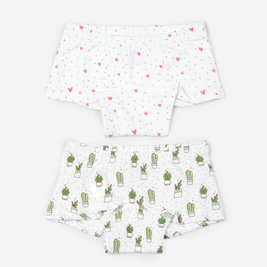 Organic Cotton Girls Boyshorts - Cactus Love Combo Set of 2