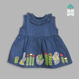 Organic Cotton Denim Embroidered Girls Dress