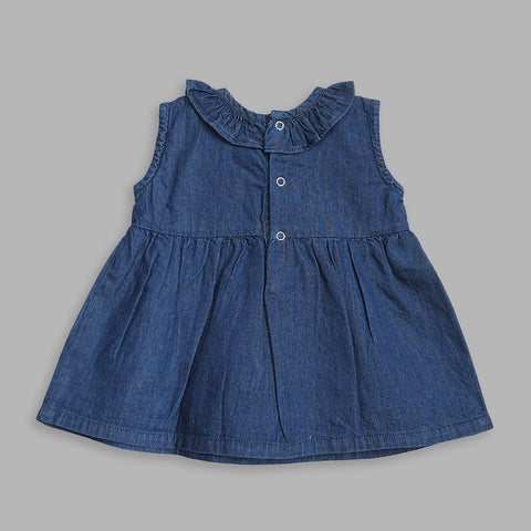 Buy Girls Half Sleeves Denim Dress And Tee Set Embroidered  Blue White  Online at Best Price  Mothercare India