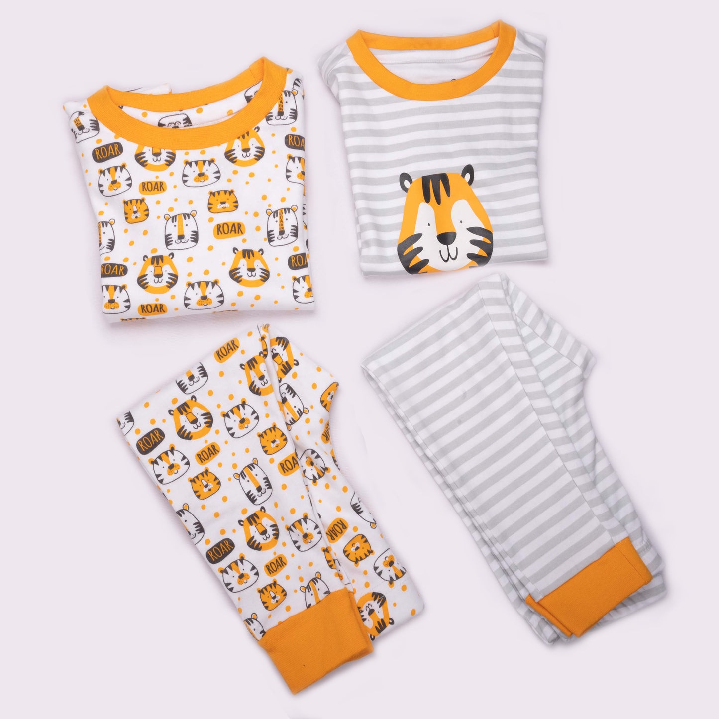 Certified Organic Cotton Lounge Nightsuit PJ Set - Tiger Combo Set of 2