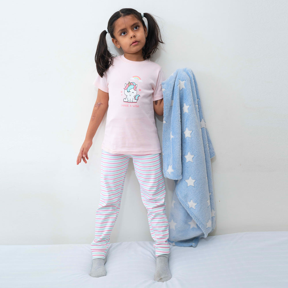 Certified Organic Cotton Lounge Nightsuit Pajama Set - Unicorn Combo Set of 2