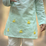 Organic Cotton Embroidered Kurta paired with Pajama Pants - Butterfly
