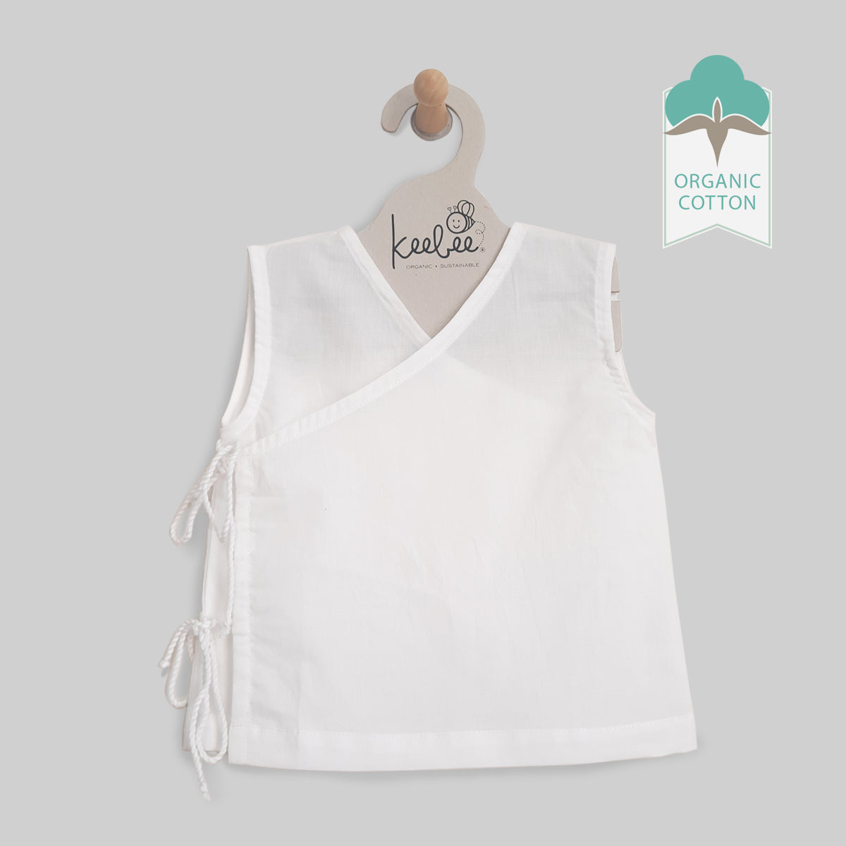 Organic Cotton Sleeveless Solid White Baby Jabla