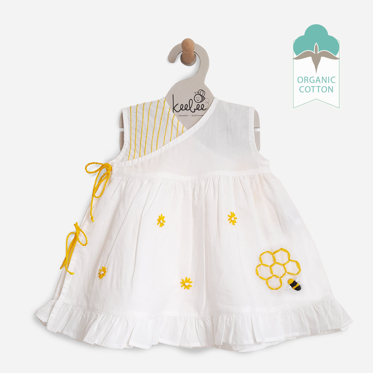 Organic Cotton Hand Embroidered Girls Jabla / Dress - Honeycomb