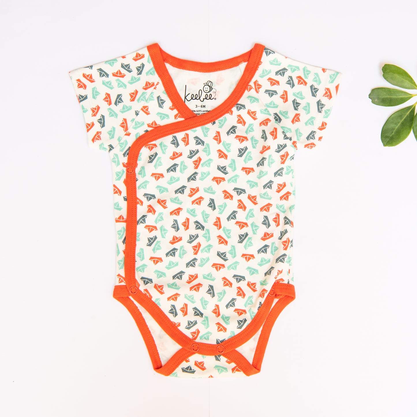 Organic Cotton Half Sleeve Kimono Onesie Romper - Paper Boats