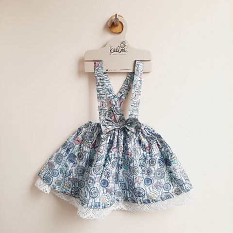 ORGANIC COTTON FLORAL PRINTED SUSPENDER SKIRT