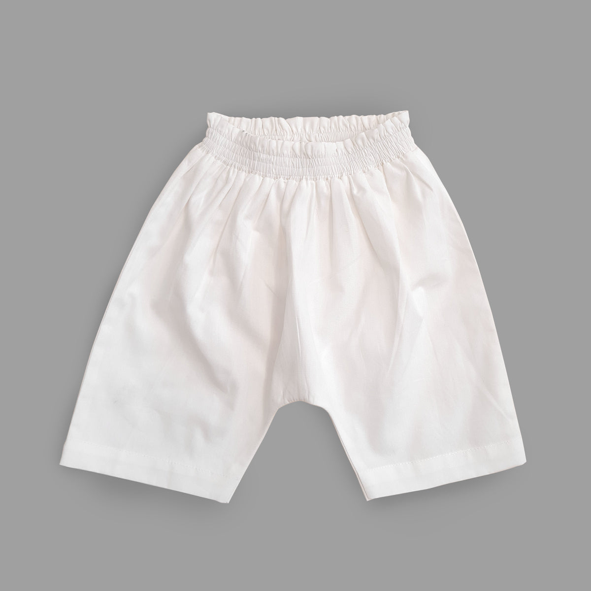 Organic Cotton Smocked Waist Solid White Diaper Pants